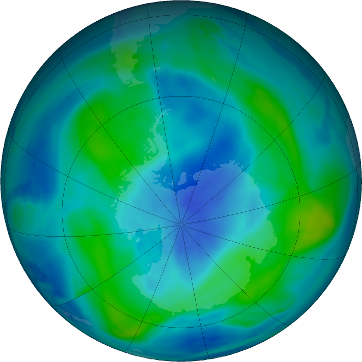 Antarctic ozone map for 12 March 2018
